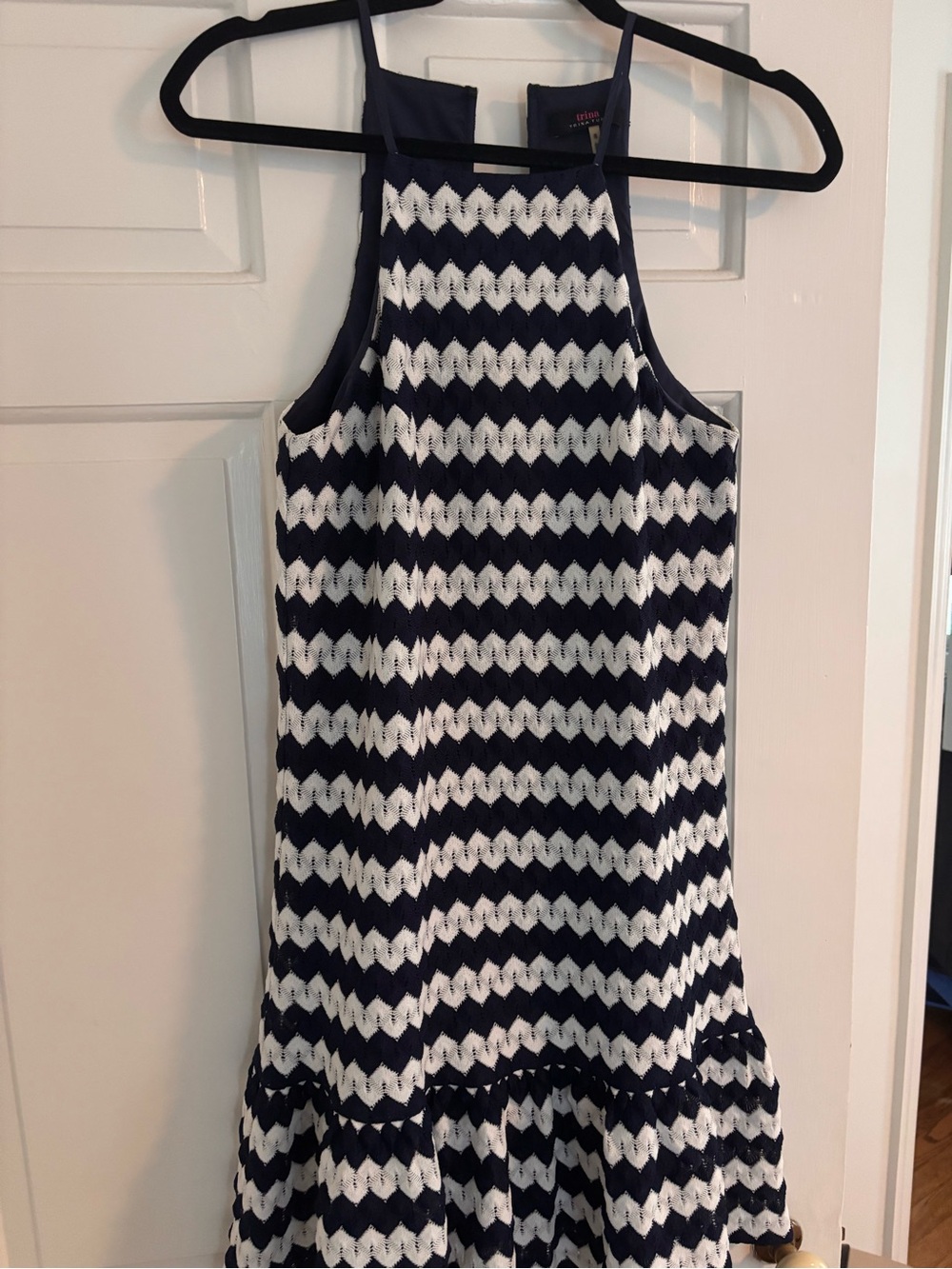 Trina Turk Navy Sleeveless Dress with Slim Straps